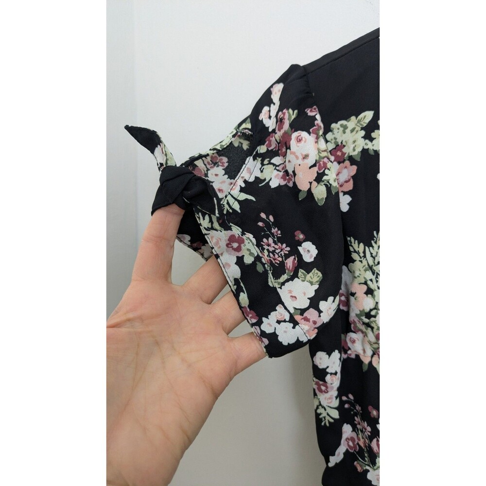Abercrombie & Fitch XSP Dark Floral V-Neck Babydoll Coquette Mini Dress Smocked - Picture 8 of 16